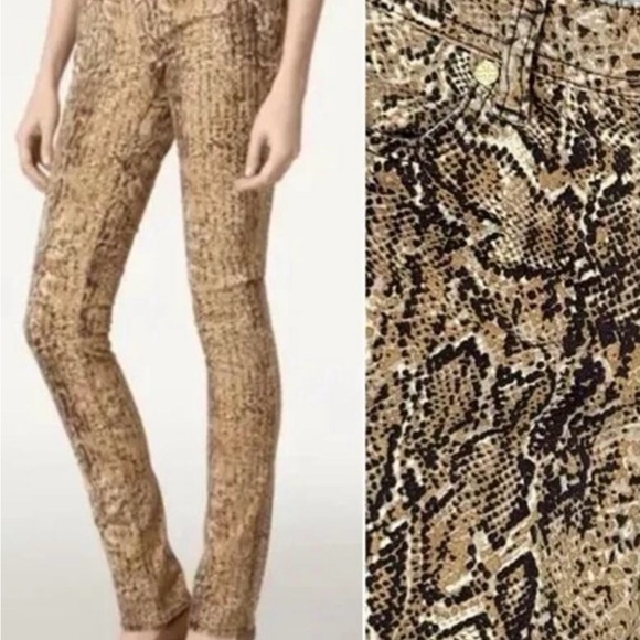 Tory Burch Brown Snakeskin Super Skinny Pants